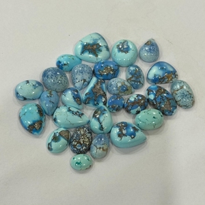 Turquoise naturelle Golden Hill, cabochons de formes variées, dos plat et lisse, bleu, 2-10 carats, turquoise du Kazakhstan non traitée, pierres précieuses en vrac - Product Image 4