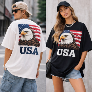 T-shirt surdimensionné personnalisé USA en coton épais, style streetwear, épaules tombantes, unisexe, effet vintage délavé, faible MOQ - Product Image 3
