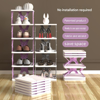 Range-chaussures pliable en plastique à monter soi-même, installation gratuite, organisateur de chaussures pliant à plusieurs niveaux pour la maison et la cuisine