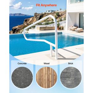 Corrimano per Piscina in Acciaio Inossidabile Resistente 54 x 32 Pollici, Capacità di Carico 220 Libbre, Saldatura Senza Giunture, per Parchi Acquatici - Product Image 6