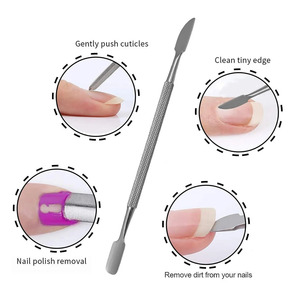 Stainless Steel Double End Cuticle Pusher Spoon <b>Nail</b> <b>Cleaner</b> Manicure Tool Set - Product Image 5