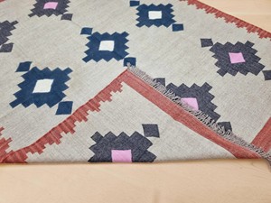 Tapis Kilim fait main à motif géométrique, tissage plat, laine acrylique, rectangulaire, pour salon, avec support en jute - Product Image 3
