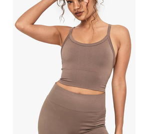 Conjunto de Yoga Elástico al por Mayor: Sujetador Deportivo de Tiras Finas y Leggings Largos Transpirables de Poliéster y Spandex para Mujer, Set de 2 Piezas - Product Image 2