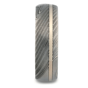 FOX IMPEX Bagues de luxe en acier Damas à motifs, faites à la main, style mariage minimaliste, bord poli, design moderne FI-DR-0016 - Product Image 3