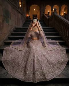 Ensemble Lengha Choli en tissu filet doux avec Dupatta, semi-couture, chemisier non cousu, séchage rapide, style vintage, longueur ras du sol, pour femme, mariage/fête/Diwali - Product Image 1