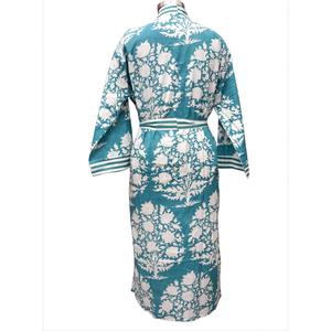 <b>Women</b> Floral Printed Cotton <b>Robe</b> Full Length Long Sleeve V-Neck Soft Classic Style Eco-Friendly Breathable Belt Closure Bathrobe - Product Image 6