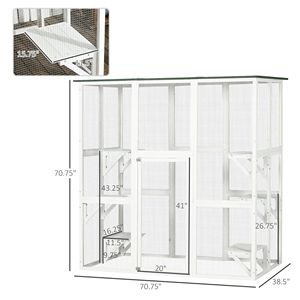 Refugio de Madera para Gatos Silvestres, Catio Grande con Interior Amplio, 6 Plataformas Altas, Techo con Protección Contra la Intemperie, Jaula para Mascotas - Product Image 3