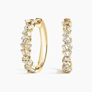 <b>Cute</b> Baguette Cut Moissanite Hoop <b>Earrings</b> for Women - Product Image 1