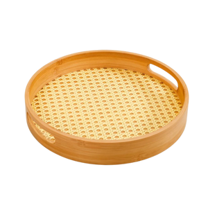 Bandeja de Servir de Bambú con Trenzado de Ratán, Hecha a Mano, Tejida Naturalmente, Estilo Americano, Ecológica, Apta para Alimentos, 12 Pulgadas, para Cocina, 100 Unidades - Product Image 4