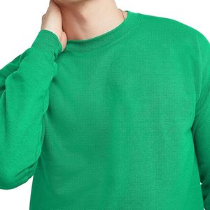 Sweat-shirt pull-over pour homme, vert, en molleton épais, respirant, coupe ample, de haute qualité, uni, pour l'hiver, en vente en gros. - Product Image 3
