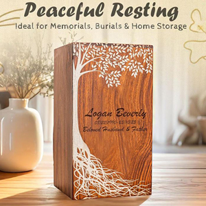 Modern Wooden Memorial Urn for Adults Solid Wood Ashes Urn with Secure Closure by AYAANS - Product Image 3