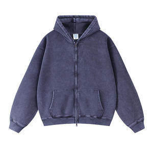 Sweat à capuche vintage pour homme, 100% coton, épais, style streetwear, coupe oversize, délavé à l'acide, épaules tombantes, vierge - Product Image 1