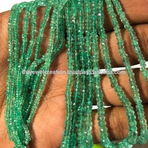Perles de pierres précieuses en émeraude verte naturelle de Zambie, facettées en rondelles, 2 mm et 4 mm, certifiées IGI, pour la création de bijoux, fil de perles - Product Image 1