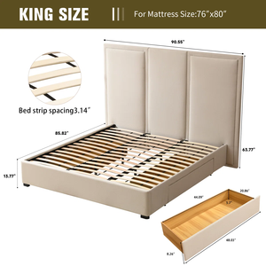 Tête de lit King Size en bois massif OEM de haute qualité, en lin, style moderne vietnamien, bois massif + bois manufacturé MD04 - Product Image 3
