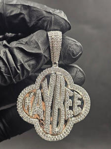 Colgante de letra personalizado en plata de ley 925 con diamante cultivado en laboratorio, collar estilo hip hop con incrustaciones de diamantes, joyería para hombres y mujeres - Product Image 1