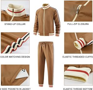 Ensemble de survêtement sportif moderne pour homme, veste d'entraînement haut de gamme, pantalon de jogging fuselé, tenue décontractée athlétique streetwear - Product Image 4