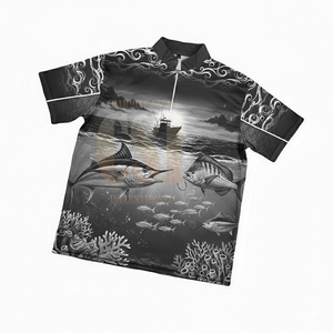 เสื้อโปโลตกปลาแบบยูนิเซ็กซ์สั่งทำพิเศษ ผ้าโพลีเอสเตอร์ 100% พิมพ์ลายแบบซับลิเมชั่นเต็มตัว เสื้อยืดโปโลตกปลาแบบแห้งเร็วสำหรับเล่นกีฬา สั่งพิมพ์ลายได้ - Product Image 1
