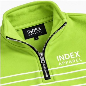 Sudadera deportiva de hombre verde lima con media cremallera, cuello alto, bolsillo a rayas, manga larga y ajuste regular - Product Image 6