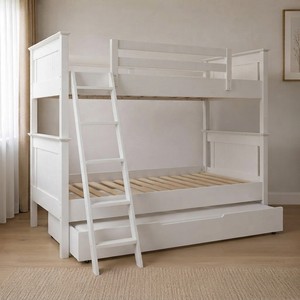 Modern Eco-Friendly Stackable Solid <b>Wood</b> <b>Bunk</b> <b>Bed</b> Twin Size with Ladder Scandinavian Style for Kids Bedroom - Product Image 2
