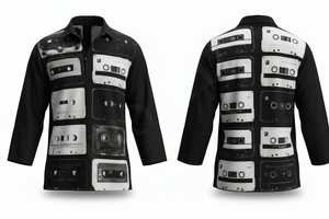 Camisa de Vestir con Diseño de Casete Personalizado Vintage, Venta al por Mayor, Camisa Casual de Manga Larga con Botones, Moderna y Elegante - Product Image 3