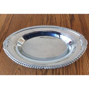Oval Shape <b>Metal</b> Silver Dish Food Display Plate Beaded <b>Border</b> Design Tableware Use Brass Food Serving Oval Deep Bowl Handmade - Product Image 4
