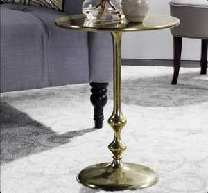 Aura Piece Modern Side <b>Table</b> With <b>Round</b> Top And Decorative Base For Living Room Furniture - Product Image 1