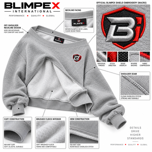 Sudadera OEM personalizada para mujer, con hombros descubiertos, estilo oversize, manga globo, forro polar, directo de fábrica Blimpex INT - Product Image 3