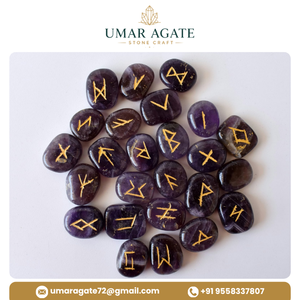 Juego de Runas de Bruja de Amatista Natural, Piedras de Cristal Talladas, Juego de Runas de Adivinación Espiritual, Venta al por Mayor - Product Image 3