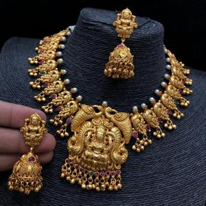 Nagas Choker Necklace Set with Semi Precious Stones and Pearls - Product Image 1