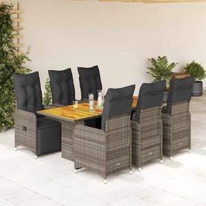 Conjunto de Bistro Grande en Ratán Sintético Gris, Acero y Madera de Acacia para Jardín - Product Image 1