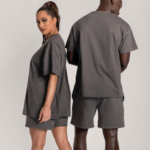 Kişiye Özel Günlük Yazlık Erkek Şort Takımı Unisex Örme Eşofman Takımı 2 Parça Şort Takımı Kadın Kısa Kollu Tişört Pamuklu - Product Image 5