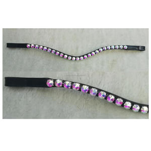 Qualité exceptionnelle Mega Bling Diamante Crystal Brow-Band Grossiste direct en cuir Équipement de course de chevaux Bride à cheval - Product Image 3