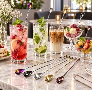 Bâtonnets mélangeurs à cocktail en métal réutilisables de luxe portables de couleur personnalisée, ensemble de 6 agitateurs, accessoires de bar, cadeau de fête, ensembles de boissons - Product Image 1