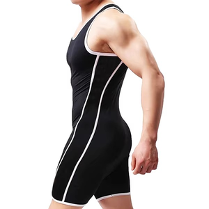 Combinaison de lutte personnalisée avec logo, extensible, respirante, légère, professionnelle, couleur noire, confortable, standard d'entraînement - Product Image 2