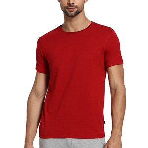เสื้อยืดผู้ชายดีไซน์ใหม่ปี 2026 ผ้าฝ้าย 100% สีแดง ปรับแต่งได้ บริการ OEM คุณภาพสูง คอกลม สไตล์ลำลอง ผ้าถักด้านหน้า - Product Image 1