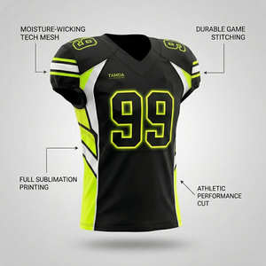 Uniforme d'entraînement de football américain pour adultes, taille plus |   Haut à manches courtes en polyester respirant de haute qualité, jersey cousu - Product Image 5