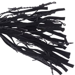 Leather Flogger Whip with Braided Handle and Long Falls - Product Image 4
