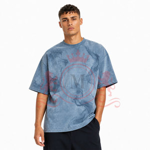 T-shirt tendance style streetwear délavé à épaules tombantes avec coutures durables et tissu en coton de qualité supérieure - Product Image 3