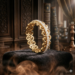 Anillo de Eternidad con Patrón de Espiral en Oro Amarillo de Lujo para Mujer, Elegante Anillo de Moda - Product Image 1