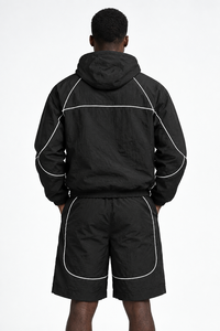 Conjunto Deportivo Ligero con Capucha para Hombre, Chaqueta y Pantalones Cortos, Ropa Deportiva Personalizada, Traje Informal de Dos Piezas para Actividades al Aire Libre - Product Image 2