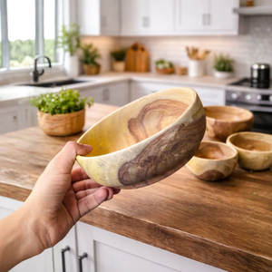 Kitchen Salad Luxury Premium Elegant Designer Classic Large Wooden Dinner Bowls Set - Product Image 4