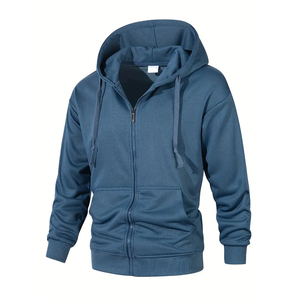Sweat à capuche entièrement zippé personnalisé – 100 % coton molletonné de qualité supérieure, couleur unie, fermeture éclair intégrale, coupe confortable, OEM et marque privée - Product Image 1