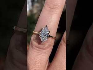 Anillo de Compromiso y Boda con Diamante Cultivado en Laboratorio, Corte Marquesa, 6 Puntas, Oro 9k/10k/18k, Certificado IGI, Diseño Moderno - Product Image 6