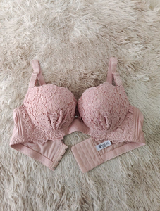 Women's Embroidery Lace <b>Bra</b> Wire-Free Front Closure Underwear with Logo on Cup Sexy Knitted Weaving Breathable Solid Pattern <b>Bra</b> - Product Image 6