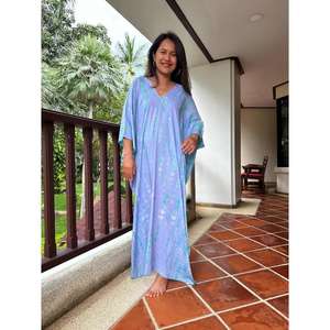 Vestido Kaftán Tie Dye Lavable y Ecológico para Mujer, Corte Holgado, Cintura Natural, para Verano, Playa, Vacaciones y Descanso - Product Image 1