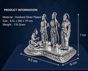 Idole de Ram Darbar en argent oxydé plaqué argent de Jaipur Metals |   Statue de dieu hindou 100% en laiton |   6,5 x 9 x 7 cm |   170 g |   Cadeau de Pooja - Product Image 3