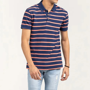 Polo a Rayas Casual para Hombre, Transpirable, de Algodón y Poliéster, Ligero, para Golf, Ropa de Verano, OEM, ODM - Product Image 4