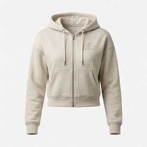 Wholesale High Quality Plus Size Custom Pullover Hoodie French Terry Fleece Puff Print Oversized Crop Top Sweatshirt - Product Image 1