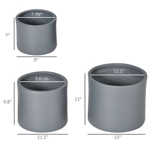 Set di 3 fioriera per esterni, 13/11.5/9in, vasi da fiori MgO con fori di drenaggio, vaso per piante da esterno pronto e impilabile per interni, - Product Image 4