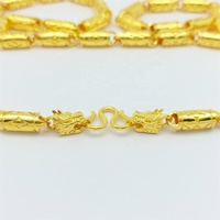 Collier ras-de-cou classique et tendance en plaqué or 24 carats avec tubes dragon, chaîne en argent sterling, unisexe, cadeau idéal pour anniversaire et soirée